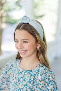 Girls: Out And About Ice Blue Satin Knotted Headband