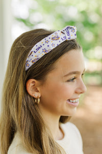 Girls: Play On LSU Purple Knotted Headband