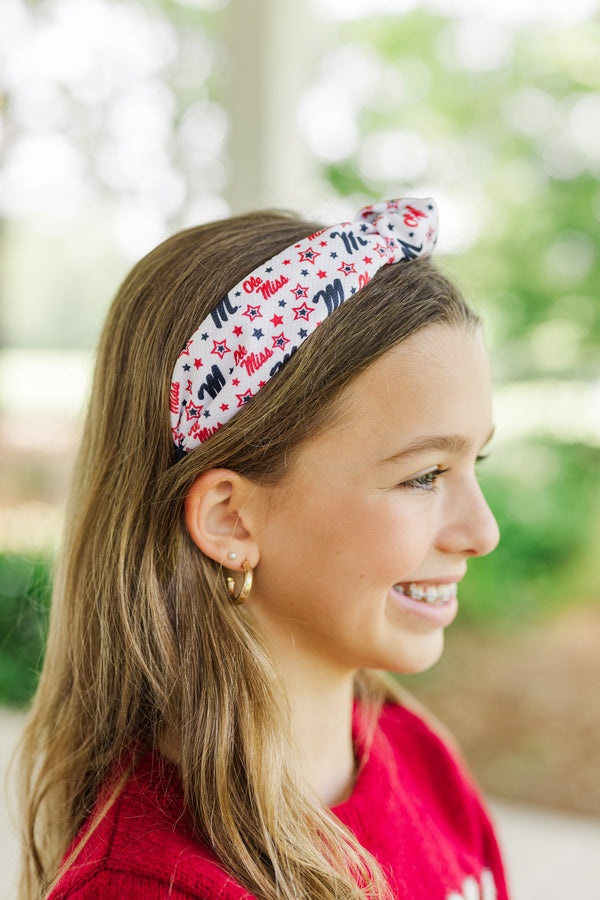 Girls: Play On Ole Miss Red Knotted Headband