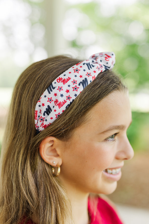 Girls: Play On Ole Miss Red Knotted Headband