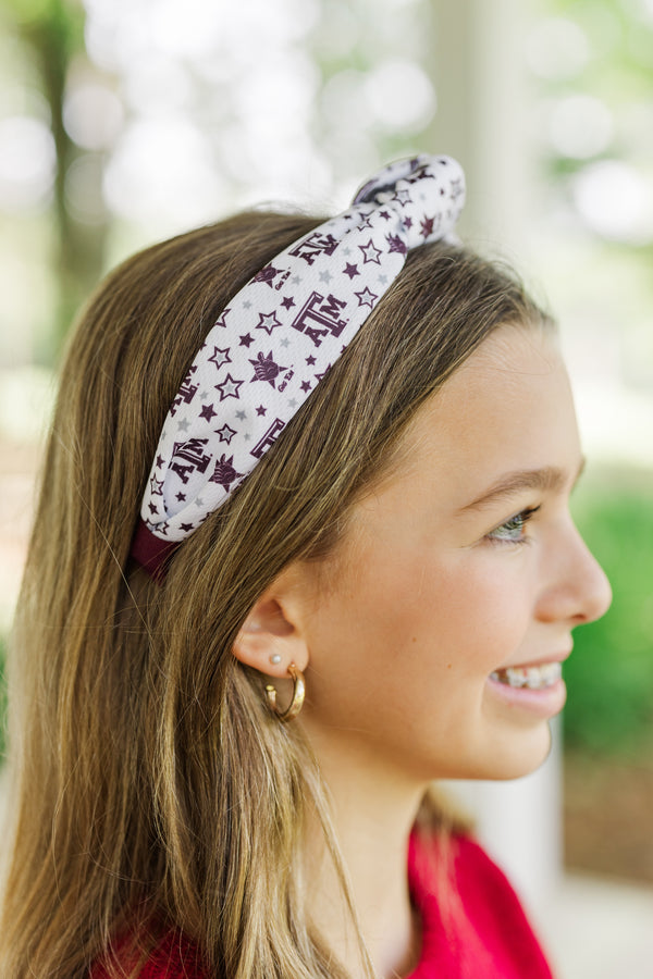 Girls: Play On TX A&M Maroon Knotted Headband