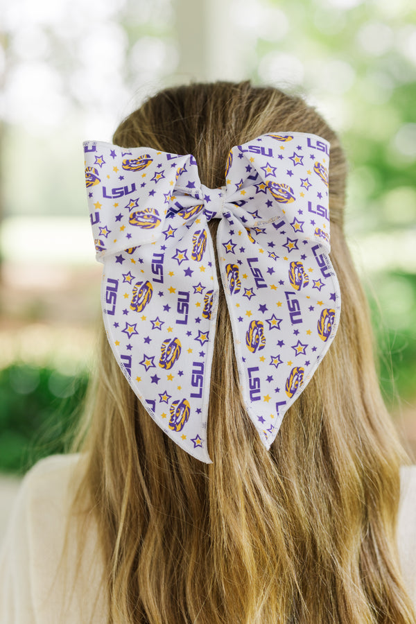 Girls: Play On LSU Purple Hair Bow