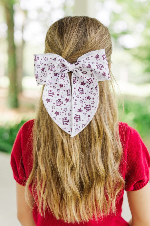 Girls: Play On TX A&M Maroon Hair Bow