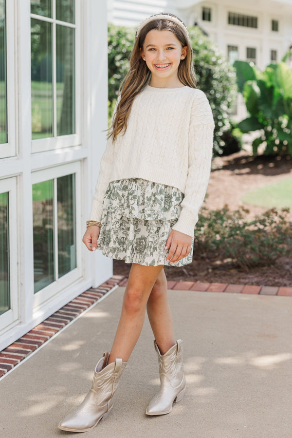 Girls: It All Comes Back Cream Knit Crop Sweater