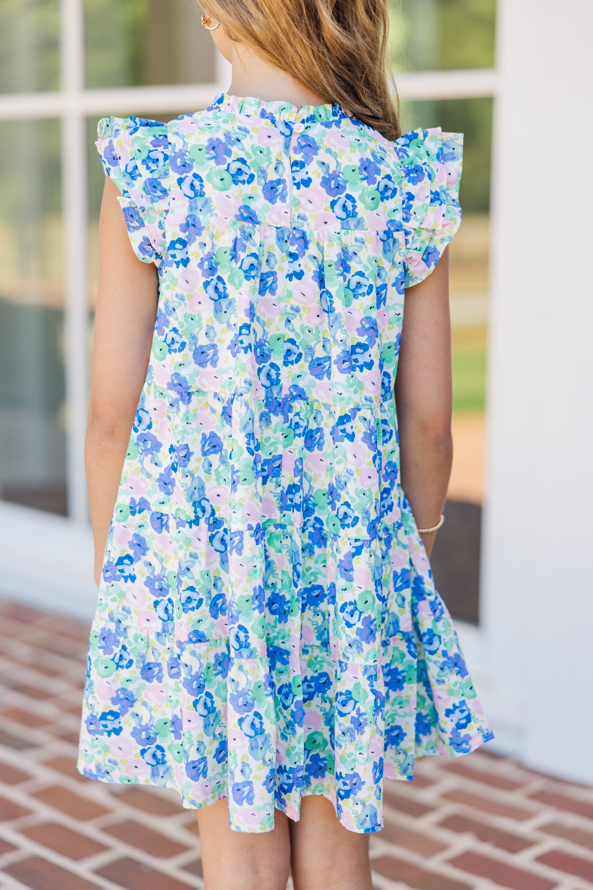 Girls: All About You Navy Peach Ruffled Dress – Shop the Mint