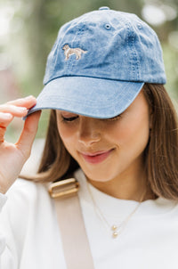 Golden Retriever Denim Blue Embroidered Hat