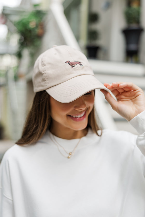 Dachshund Khaki Embroidered Hat