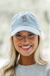 Frenchie Light Blue Embroidered Hat