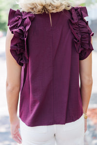 Listen To Your Heart Merlot Ruffled Blouse