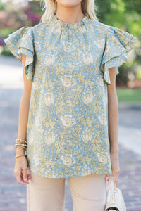 All Heart Light Blue Floral Blouse