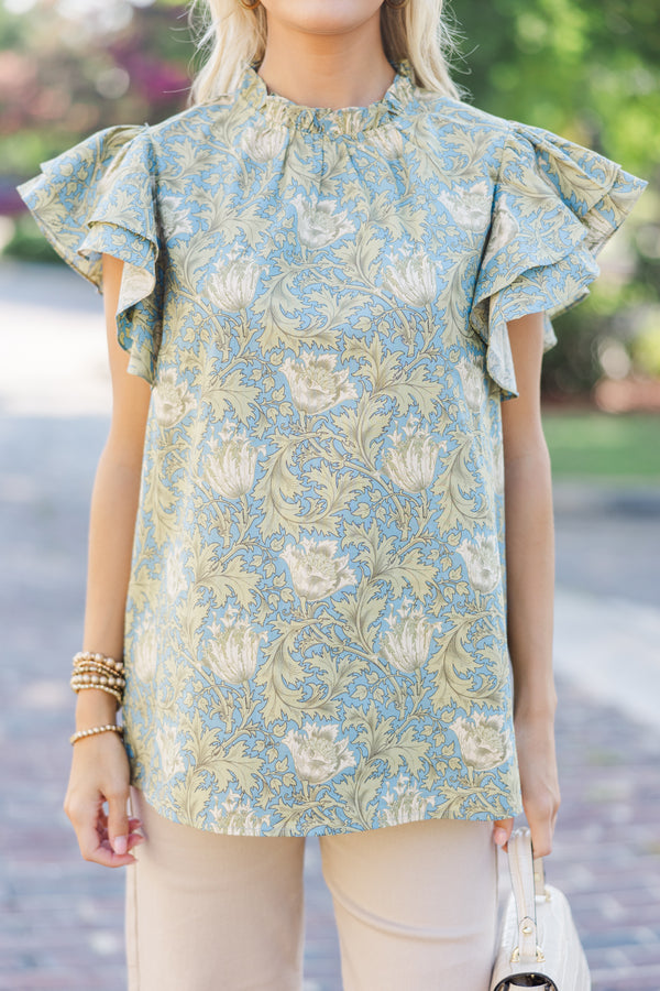 FLORA SS BLOUSE - BLUE HEARTS