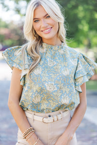 All Heart Light Blue Floral Blouse