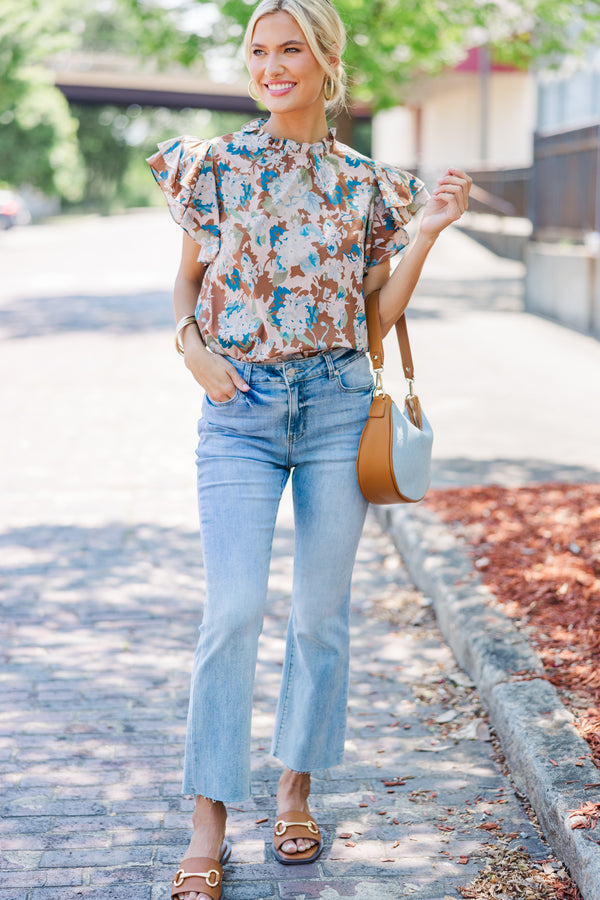 All Heart Brown Floral Blouse