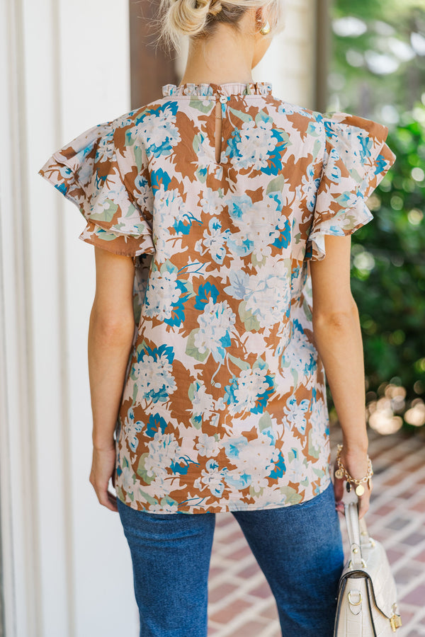 On My Heart Brown Floral Blouse