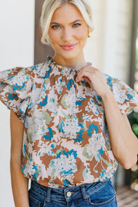 On My Heart Brown Floral Blouse