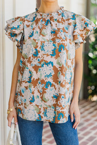 On My Heart Brown Floral Blouse