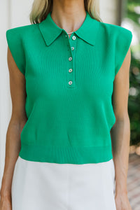 Easy Days Green Collared Top