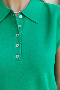 Easy Days Green Collared Top