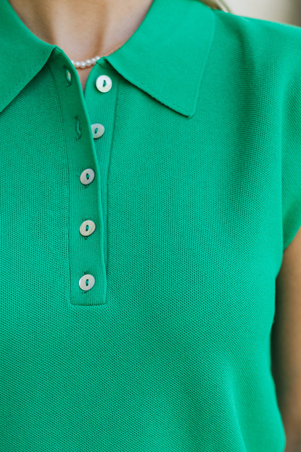 Easy Days Green Collared Top