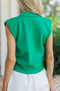 Easy Days Green Collared Top