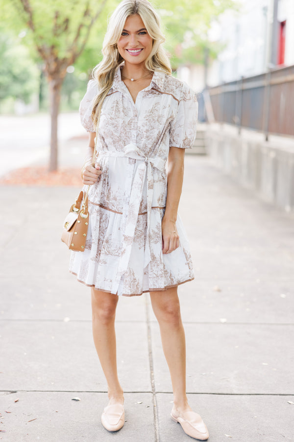 Natural Beauty Latte Brown Toile Dress