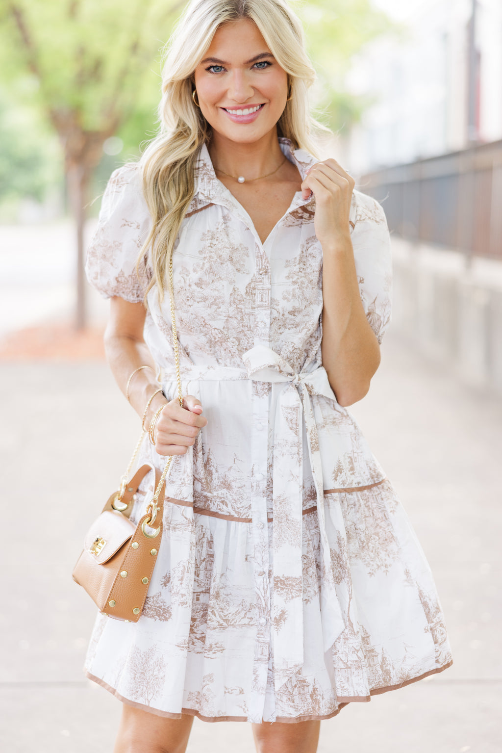 Natural Beauty Latte Brown Toile Dress – Shop the Mint