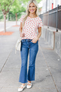 apple print blouse, casual tops, cute tops, shop the mint