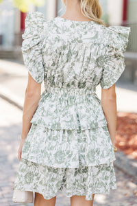 Find Yourself Olive Green Toile Dress