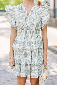 Find Yourself Olive Green Toile Dress