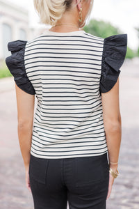 Tell Your Story Black Striped Top