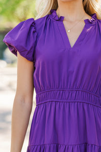 Coming Back For You Plum Purple Tiered Midi Dress