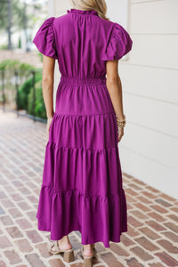 Coming Back For You Plum Purple Tiered Midi Dress