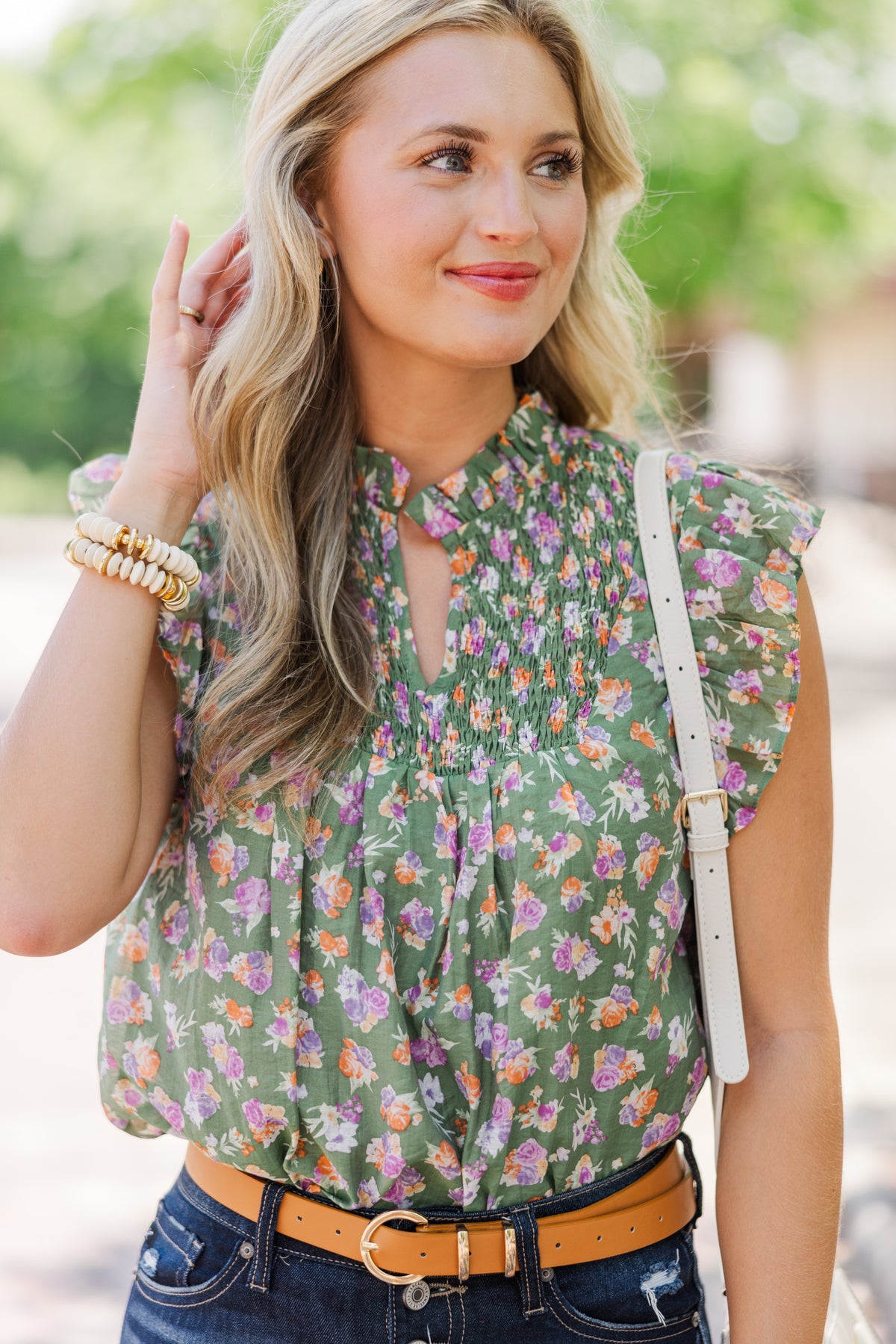 PALMER FLORAL BLOUSE (OLIVE)