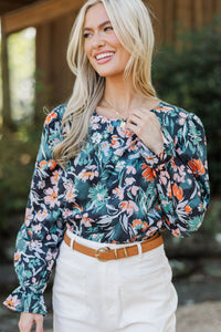 Waiting For You Navy Floral Blouse