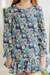 Girls: Waiting For You Navy Floral Blouse