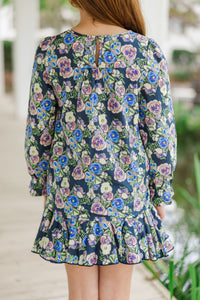 Girls: Waiting For You Navy Floral Blouse