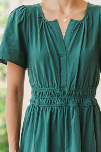 It's In The Air Emerald Green Tiered Midi Dress