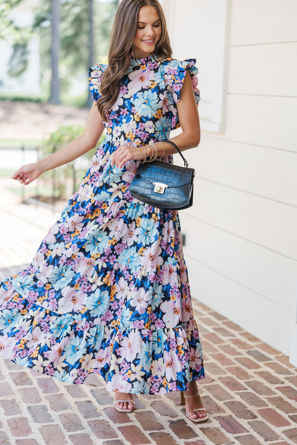 Listen To Your Heart Purple Floral Maxi Dress