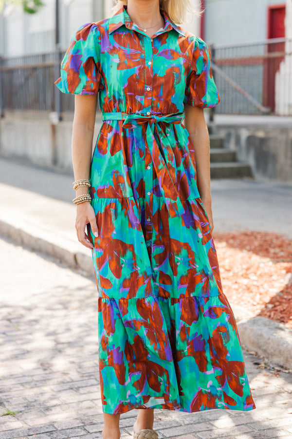 It's Your Choice Brown Abstract Maxi Dress