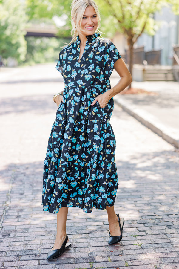 In Your Dreams Black Floral Midi Dress