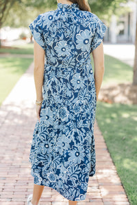 In Your Dreams Navy Blue Floral Midi Dress