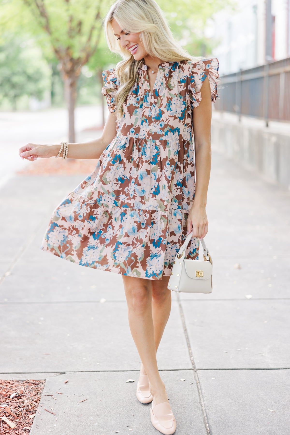 floral brown dress At This Time Dress, X-Large - The Mint Julep Boutique The timeless brown floral Color:07 Yellow  Print Black Midi Dresses Sexy A Line Long