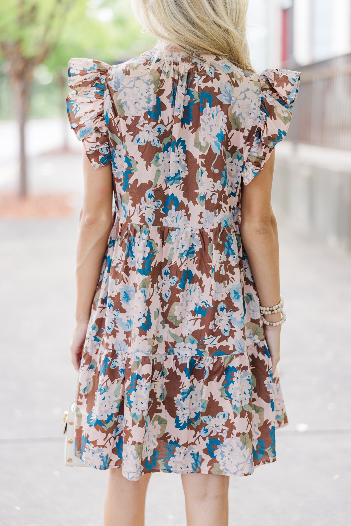 the CUMIN dress - soft brown w/ white floral