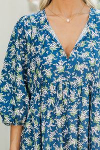 It's All True Navy Blue Floral Dress