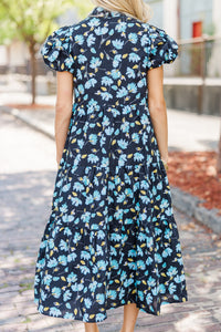 Perfect For You Black Floral Button Down Midi Dress