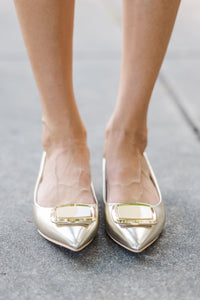 Take Care Gold Heeled Ballet Flats