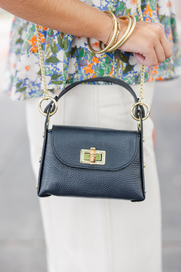 German Fuentes: On The Way Out Navy Leather Purse