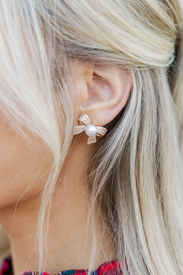 Need To Know Gold Bow Stud Earrings