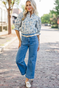 Keep It Up Cream Floral Ruffled Blouse