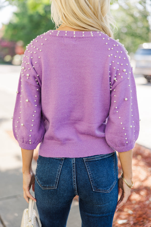 You Deserve It Plum Purple Embellished Sweater